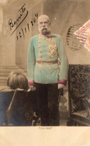 Fotografía antigua: Fotografía postal Antigua albumina coloreada del Emperador Francisco José I de Austria